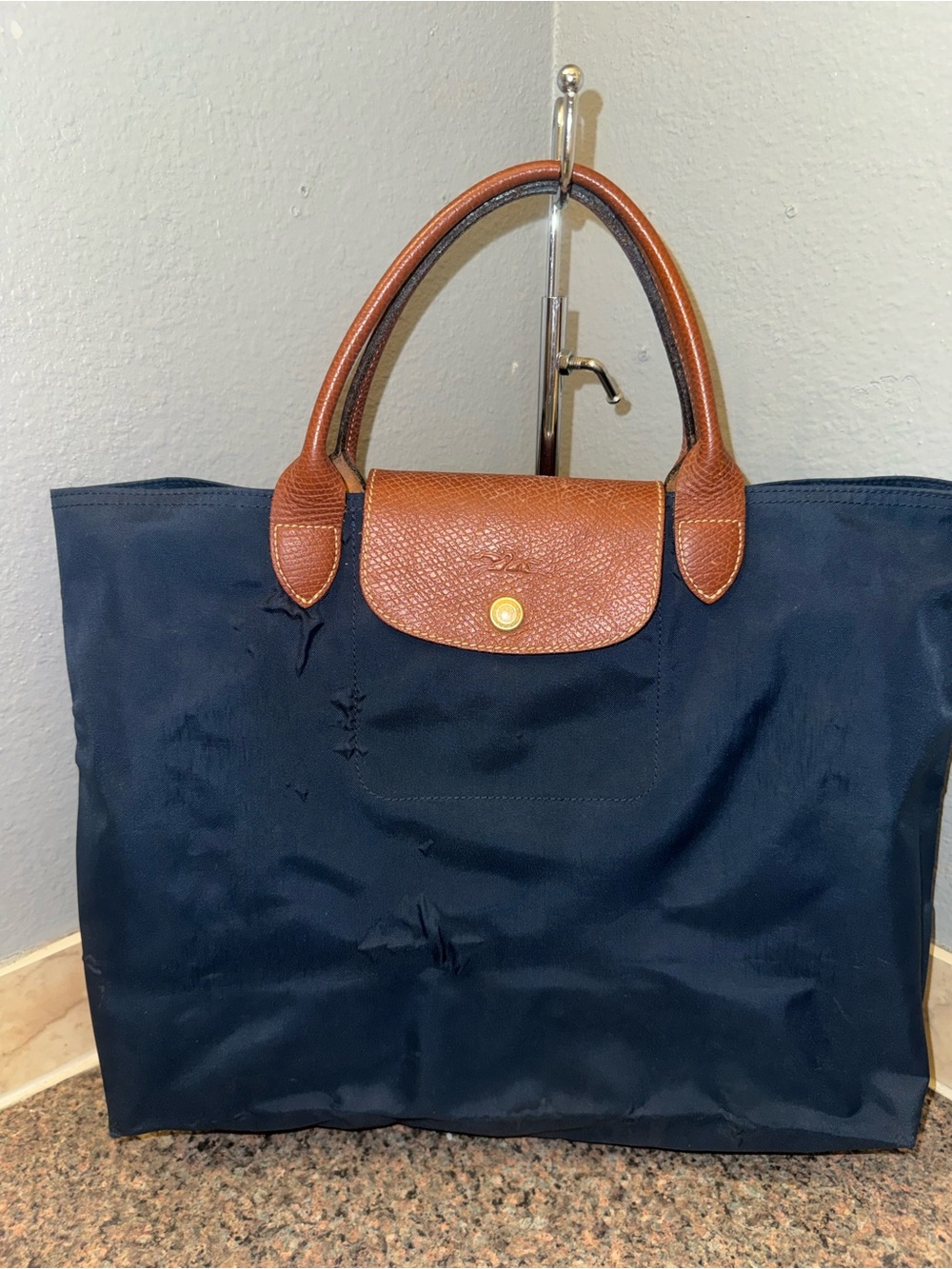 Longchamp Le Pliage Large Shoulder Tote in Navy Blue ✅ AUTHENTIC✅
